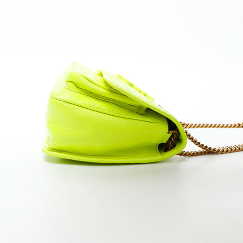 YVES SAINT LAURENT Niki fluorescent leather Shoulder Bag yellow WS20666
