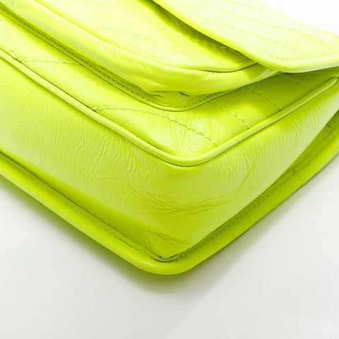 YVES SAINT LAURENT Niki fluorescent leather Shoulder Bag yellow WS20666