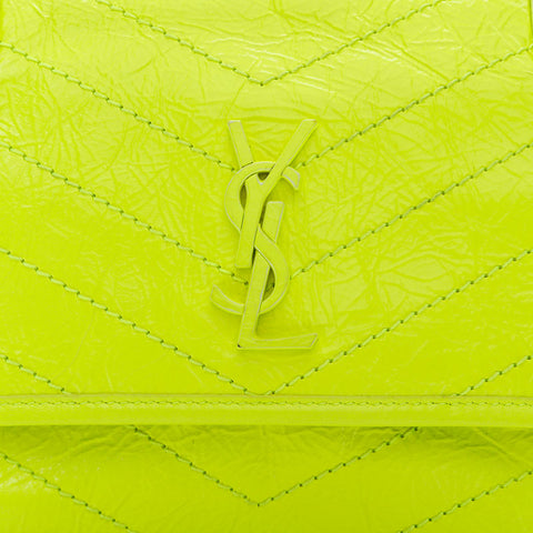 YVES SAINT LAURENT Niki fluorescent leather Shoulder Bag yellow WS20666