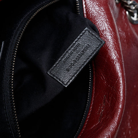 YVES SAINT LAURENT Niki Leather Chain Shoulder Bag Red WS20667
