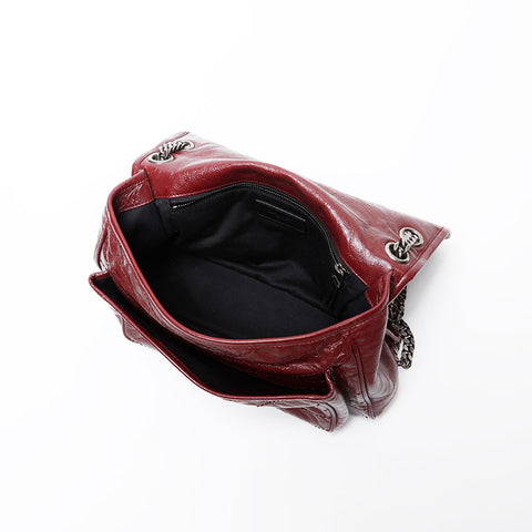 YVES SAINT LAURENT Niki Leather Chain Shoulder Bag Red WS20667