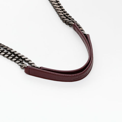 YVES SAINT LAURENT Niki Leather Chain Shoulder Bag Red WS20667