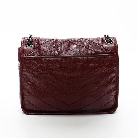 YVES SAINT LAURENT Niki Leather Chain Shoulder Bag Red WS20667