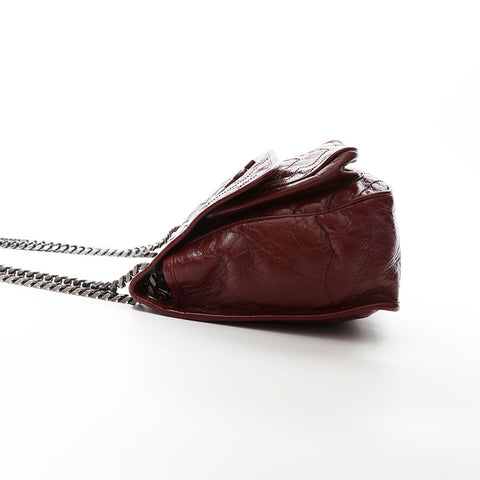 YVES SAINT LAURENT Niki Leather Chain Shoulder Bag Red WS20667