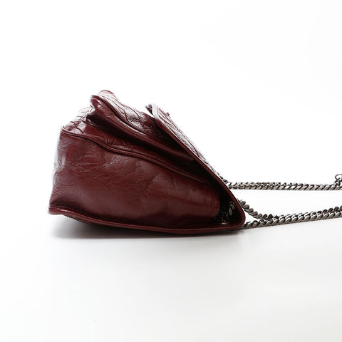 YVES SAINT LAURENT Niki Leather Chain Shoulder Bag Red WS20667