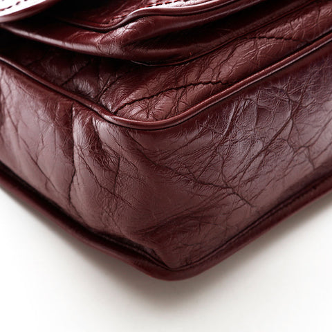 YVES SAINT LAURENT Niki Leather Chain Shoulder Bag Red WS20667