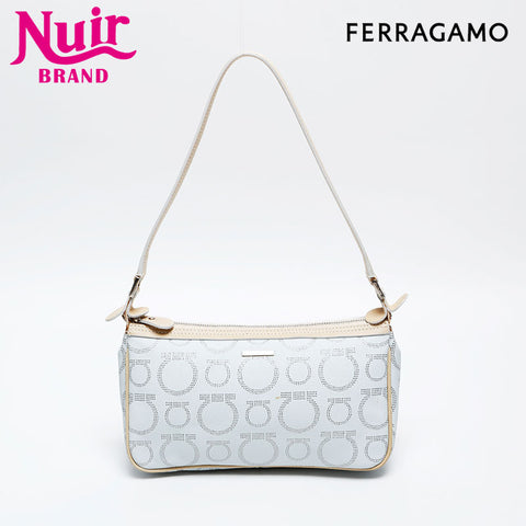 Salvatore Ferragamo Gancini accessory pouch mini bag in leather Shoulder Bag white WS20668