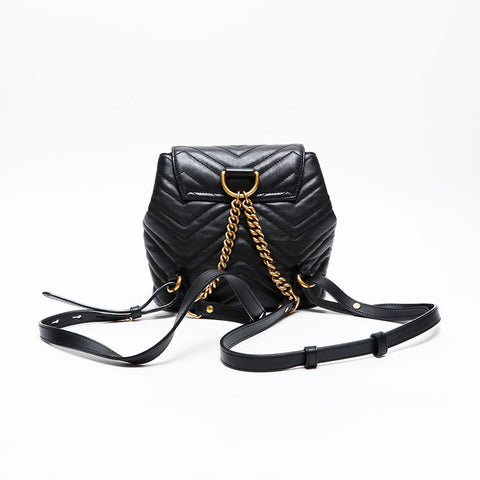 GUCCI Calfskin GG Marmont Leather Mini Backpack  Daypack black WS20669