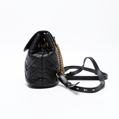 GUCCI Calfskin GG Marmont Leather Mini Backpack  Daypack black WS20669