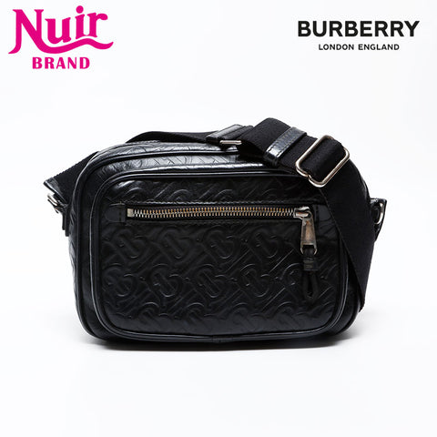 BURBERRY Leather TB Monogram Shoulder Bag black WS20670