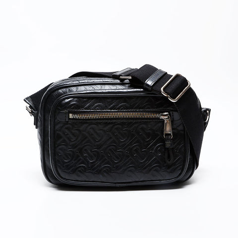 BURBERRY Leather TB Monogram Shoulder Bag black WS20670