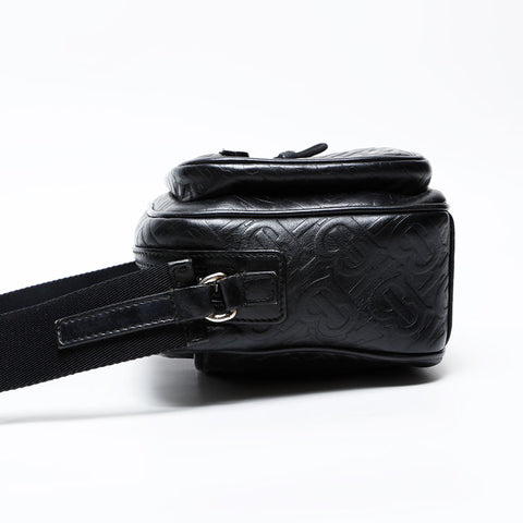 BURBERRY Leather TB Monogram Shoulder Bag black WS20670