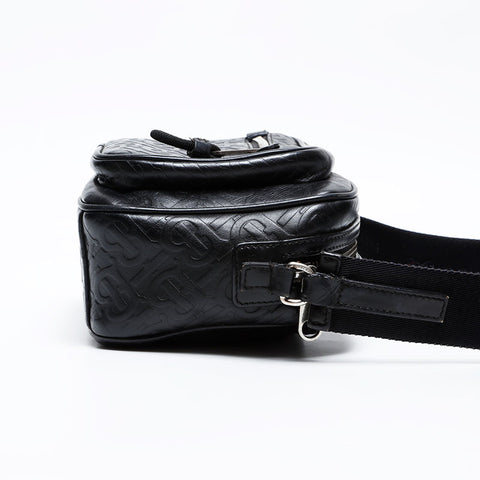 BURBERRY Leather TB Monogram Shoulder Bag black WS20670