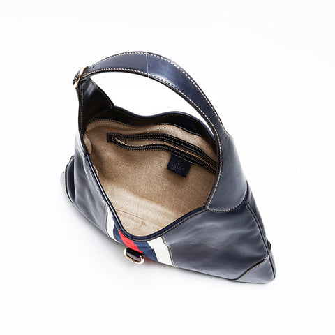 GUCCI Leather Jackie Shoulder Bag Navy WS20672