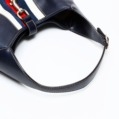 GUCCI Leather Jackie Shoulder Bag Navy WS20672