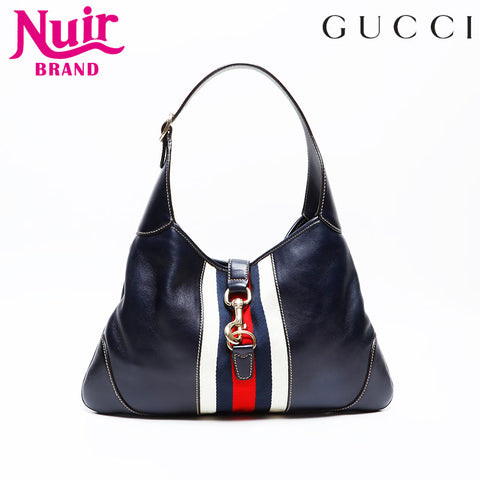 GUCCI Leather Jackie Shoulder Bag Navy WS20672
