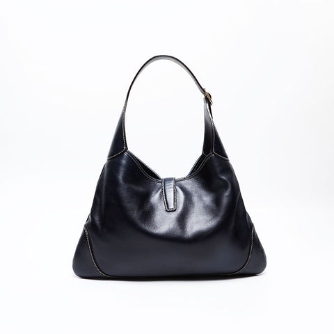GUCCI Leather Jackie Shoulder Bag Navy WS20672