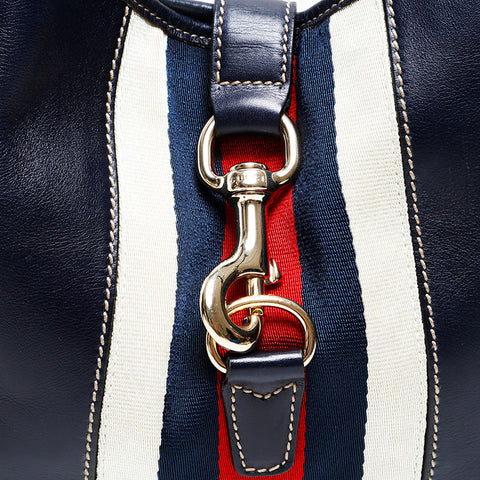 GUCCI Leather Jackie Shoulder Bag Navy WS20672