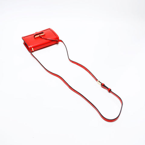 LOEWE Barcelona Leather Shoulder Bag Red WS20674