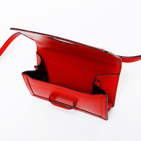 LOEWE Barcelona Leather Shoulder Bag Red WS20674