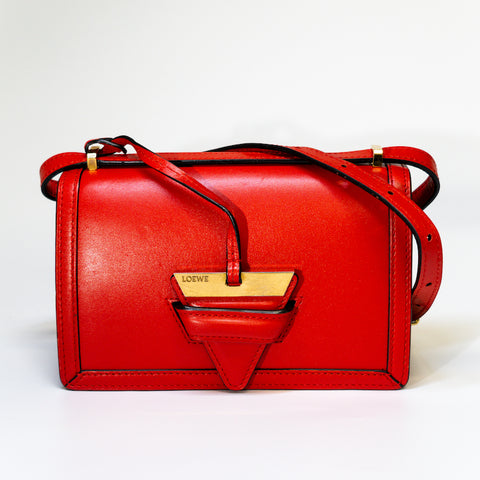 LOEWE Barcelona Leather Shoulder Bag Red WS20674