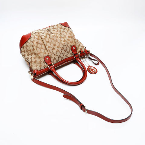 GUCCI GG Canvas Sukey 2way Handbag Brown WS20677
