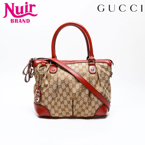 GUCCI GG Canvas Sukey 2way Handbag Brown WS20677