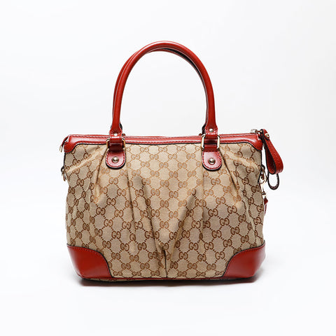GUCCI GG Canvas Sukey 2way Handbag Brown WS20677