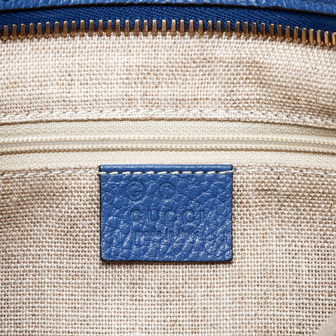GUCCI GG canvas leather 2way Handbag blue WS20681