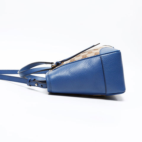 GUCCI GG canvas leather 2way Handbag blue WS20681