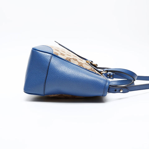 GUCCI GG canvas leather 2way Handbag blue WS20681