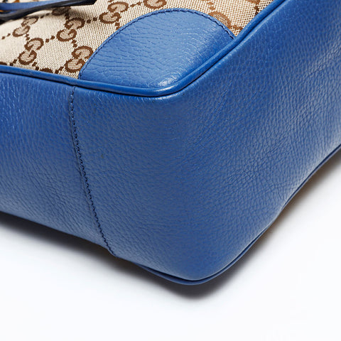 GUCCI GG canvas leather 2way Handbag blue WS20681