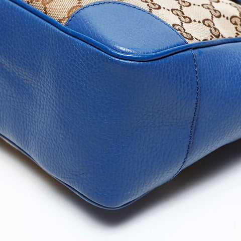 GUCCI GG canvas leather 2way Handbag blue WS20681