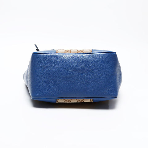 GUCCI GG canvas leather 2way Handbag blue WS20681