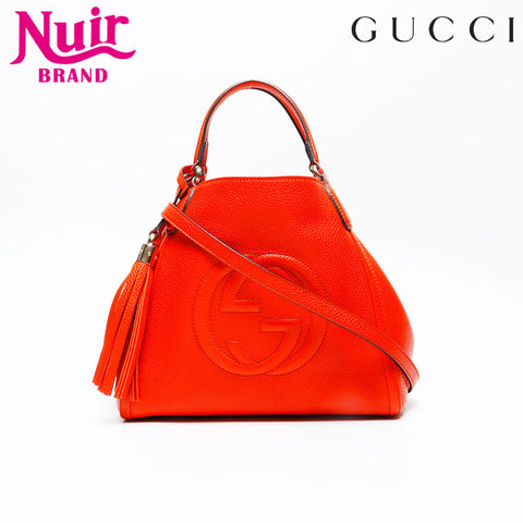 GUCCI soho tassel leather Handbag Orange WS20683