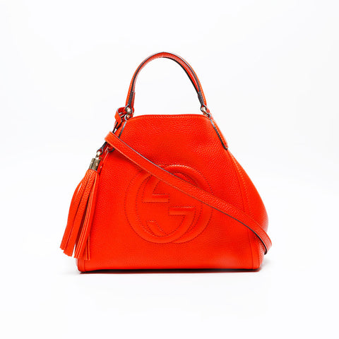 GUCCI soho tassel leather Handbag Orange WS20683