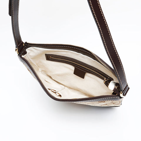 GUCCI GG Canvas Interlocking Hearts Shoulder Bag Brown WS20685
