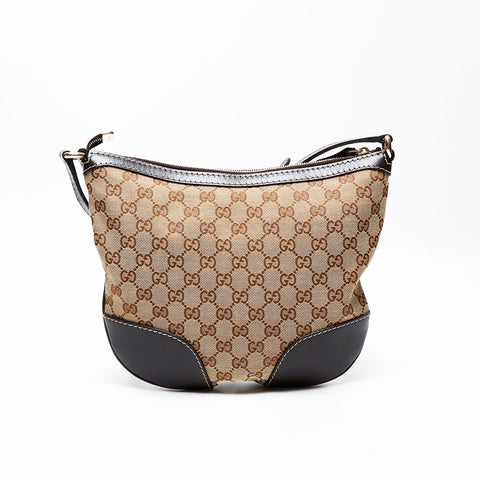 GUCCI GG Canvas Interlocking Hearts Shoulder Bag Brown WS20685