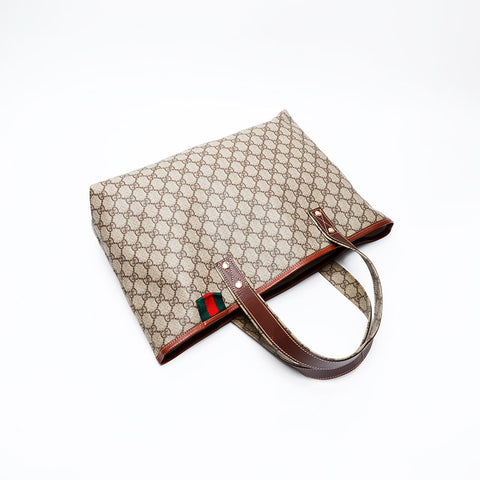 GUCCI GG Supreme PVC Tote Bag Brown WS20687