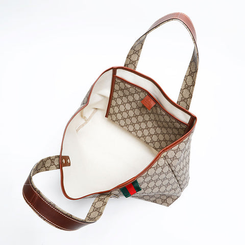 GUCCI GG Supreme PVC Tote Bag Brown WS20687
