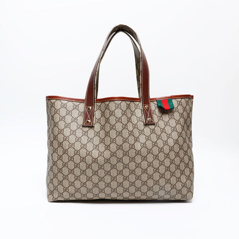 GUCCI GG Supreme PVC Tote Bag Brown WS20687