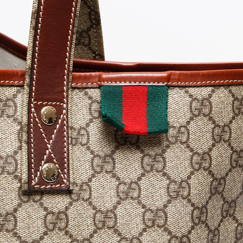 GUCCI GG Supreme PVC Tote Bag Brown WS20687