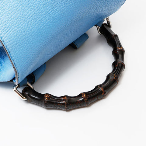 GUCCI Leather bamboo Backpack Â· Daypack blue WS20688