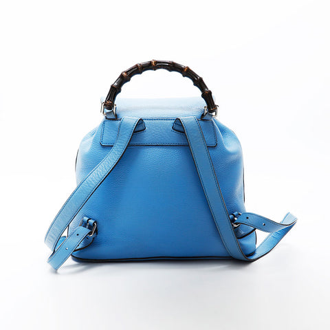 GUCCI Leather bamboo Backpack Â· Daypack blue WS20688