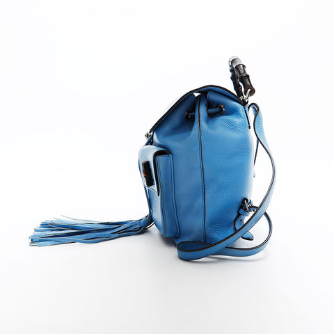 GUCCI Leather bamboo Backpack Â· Daypack blue WS20688