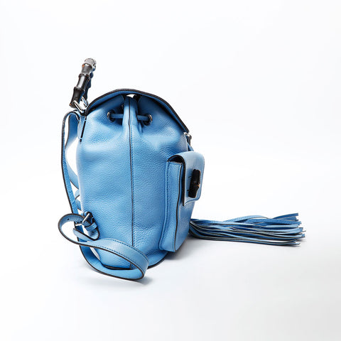 GUCCI Leather bamboo Backpack Â· Daypack blue WS20688