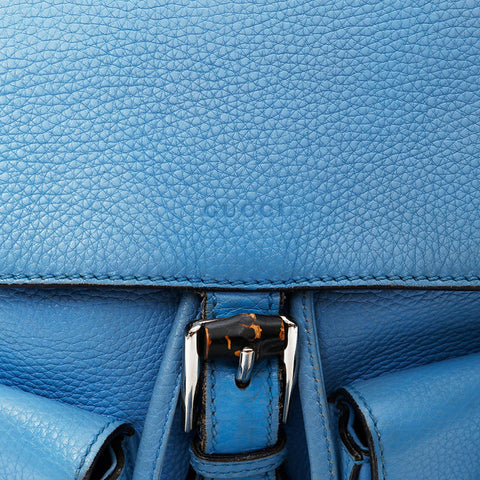 GUCCI Leather bamboo Backpack Â· Daypack blue WS20688