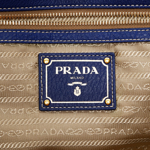 PRADA Leather 2way Tote Bag blue WS20689