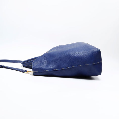 PRADA Leather 2way Tote Bag blue WS20689