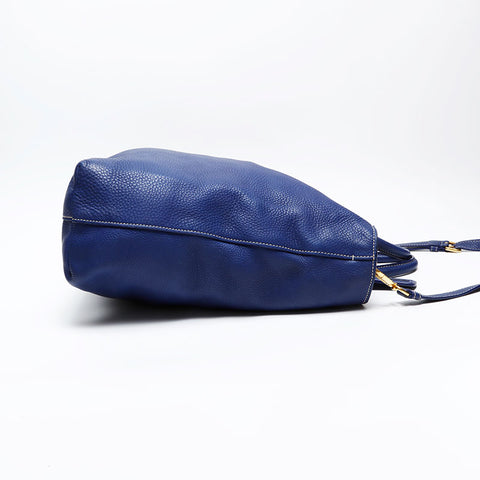 PRADA Leather 2way Tote Bag blue WS20689